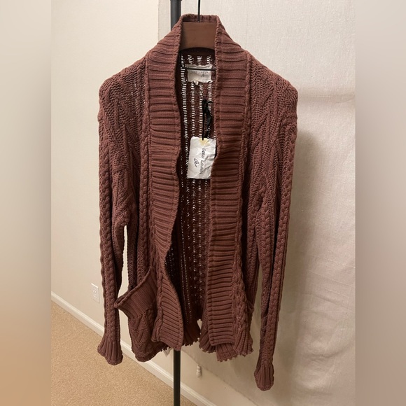 Greg Lauren COCO FISHERMAN brown cardigan size 3